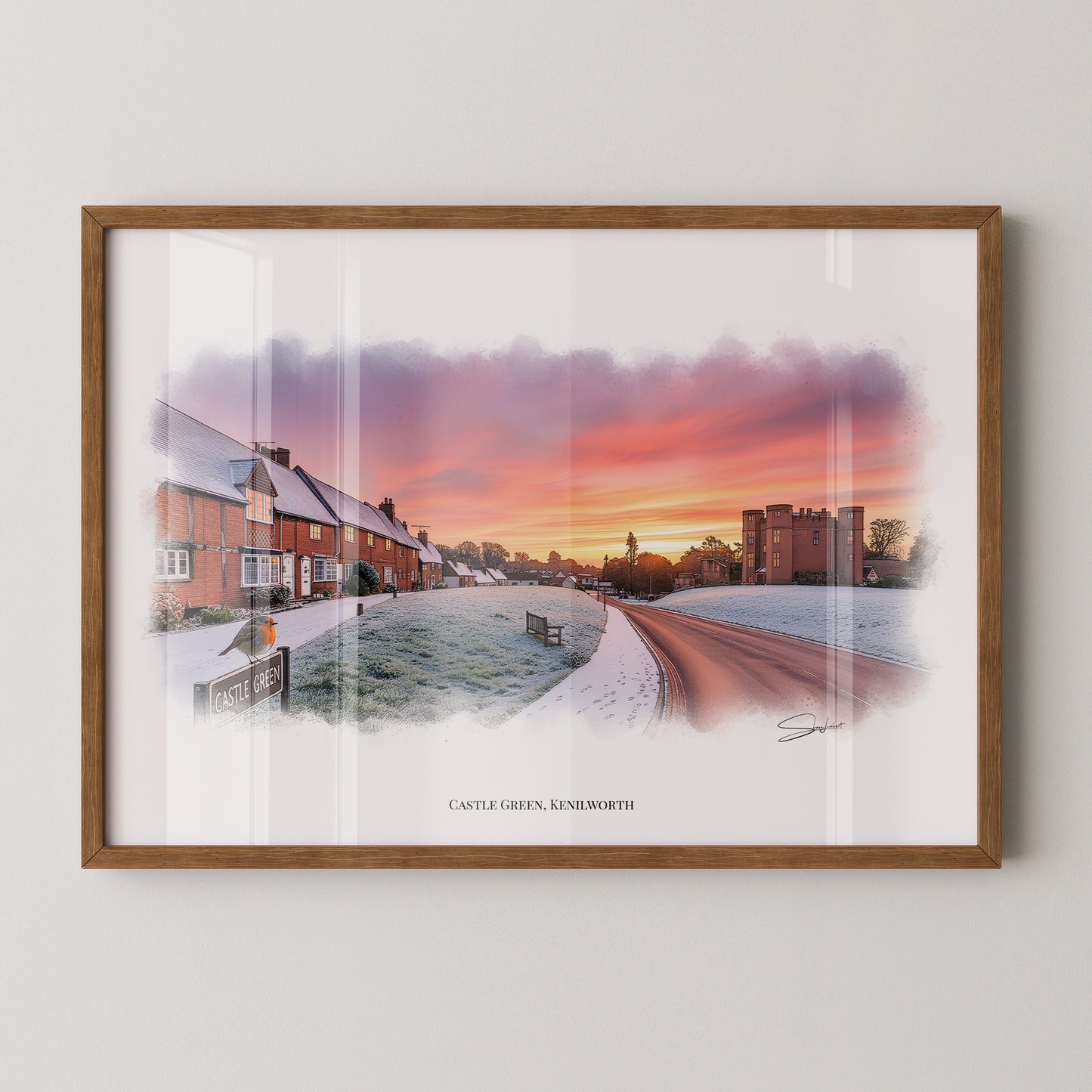 Kenilworth, Warwickshire Local Landmark Print - Castle Green Kenilworth by Simon Lambert. Framed or Unframed Print Various Sizes