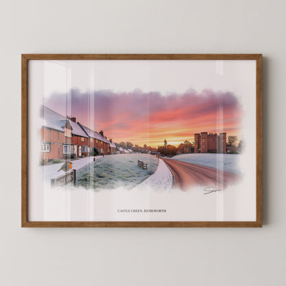 Kenilworth, Warwickshire Local Landmark Print - Castle Green Kenilworth by Simon Lambert. Framed or Unframed Print Various Sizes