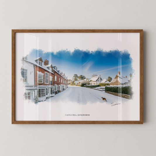 Kenilworth, Warwickshire Local Landmark Print - Castle Hill Kenilworth by Simon Lambert. Framed or Unframed Print Various Sizes