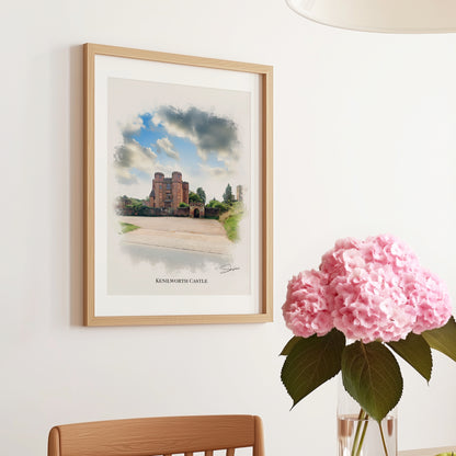 Kenilworth, Warwickshire Local Landmark Print - Kenilworth Castle by Simon Lambert. Framed or Unframed Print Various Sizes