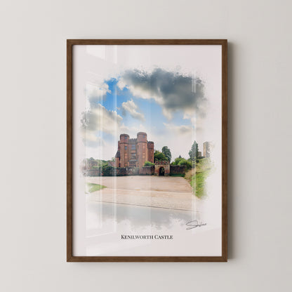 Kenilworth, Warwickshire Local Landmark Print - Kenilworth Castle by Simon Lambert. Framed or Unframed Print Various Sizes