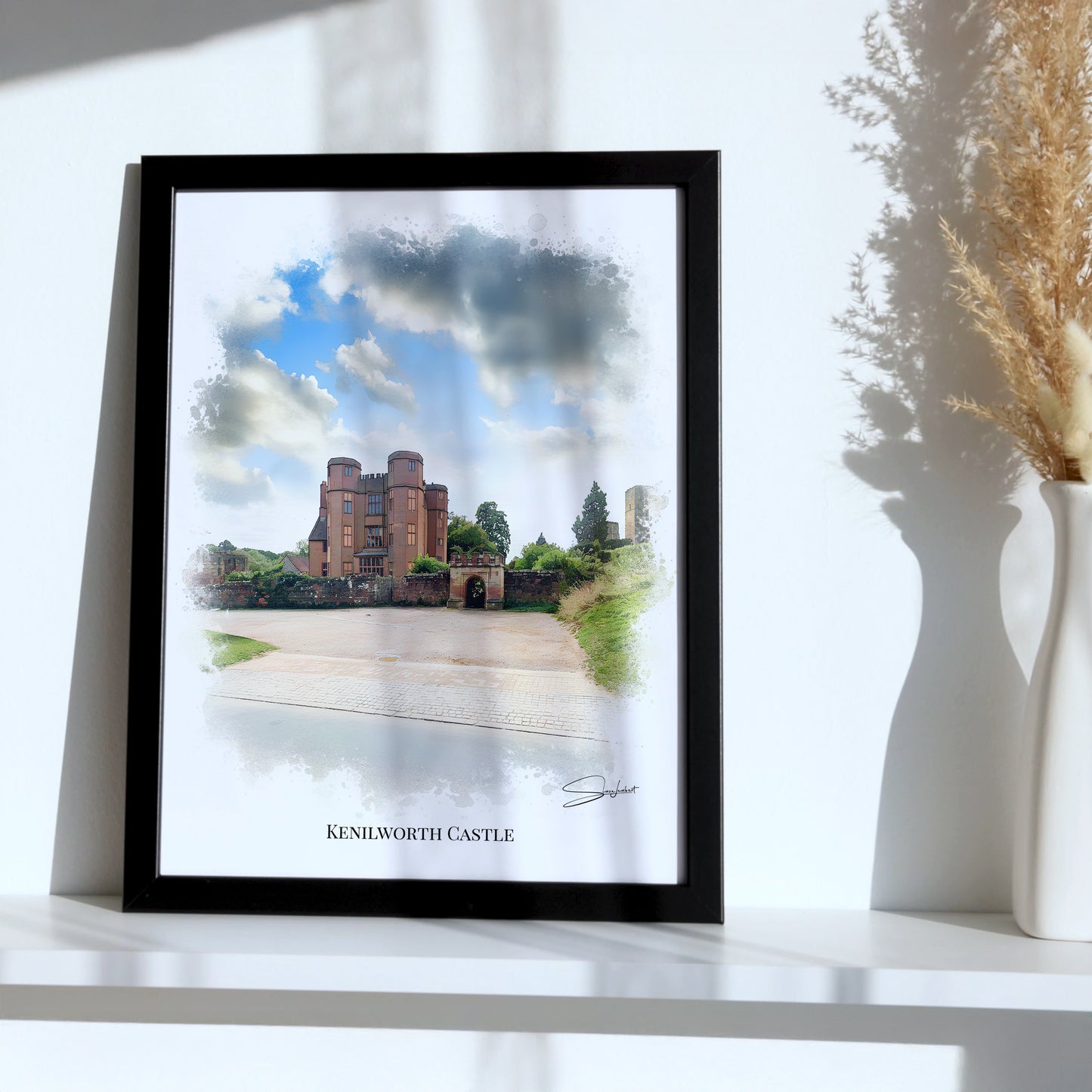Kenilworth, Warwickshire Local Landmark Print - Kenilworth Castle by Simon Lambert. Framed or Unframed Print Various Sizes