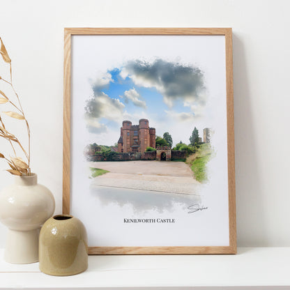 Kenilworth, Warwickshire Local Landmark Print - Kenilworth Castle by Simon Lambert. Framed or Unframed Print Various Sizes
