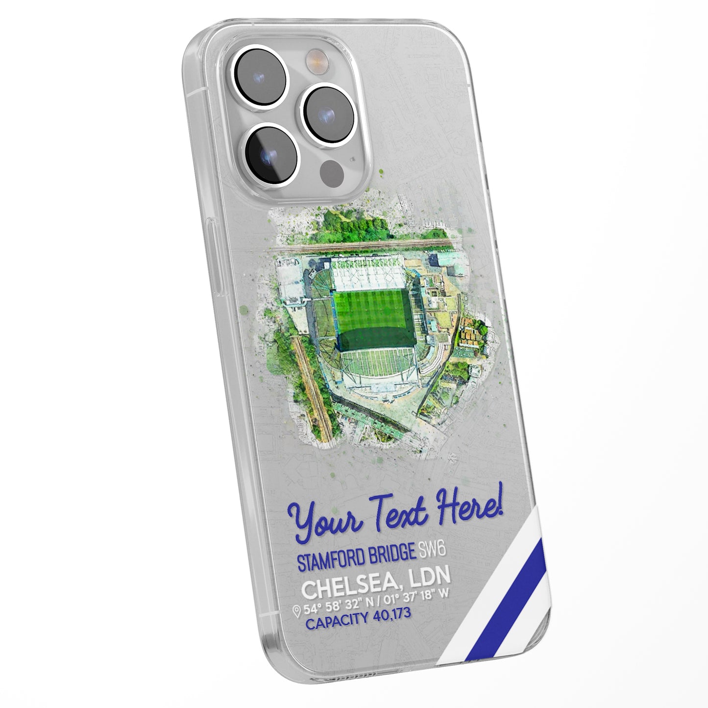 Personalised Phone Case Cover Football Team Stadium Water Colour Effect Style Customised for iPhone 16 15 14 13 12 11 Range