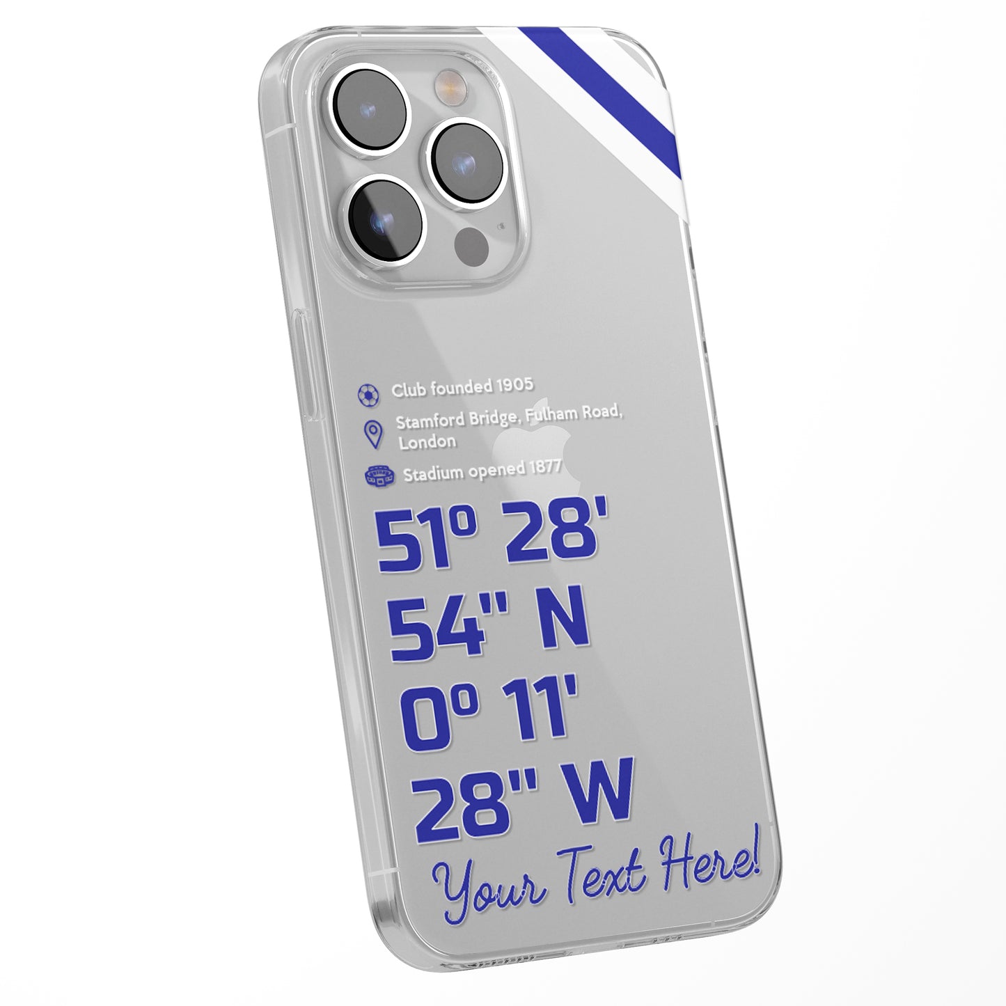 Personalised Phone Case Cover Football Team Stadium Coordinates Map Customised for iPhone 16 15 14 13 12 11 Range
