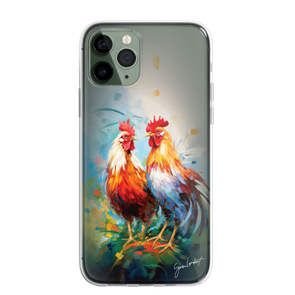 British Woodland Farm Animals Phone Case Palette Knife Art CLEAR Cover Case for iPhone 15 14 13 12 Pro +