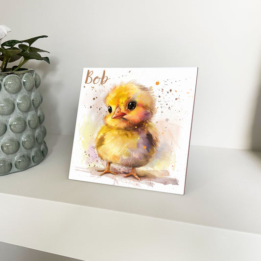 Personalised Baby Chick Artwork - Framed CERAMIC TILE Print