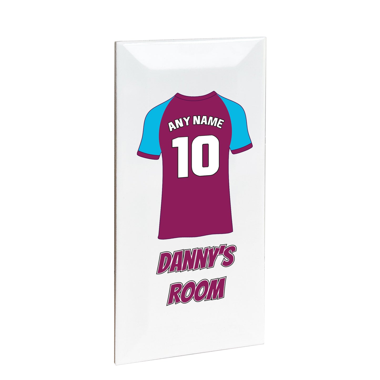 Personalised Premium Ceramic Children's Football Door Plaque - Premier Championship Football Team Shirt Style