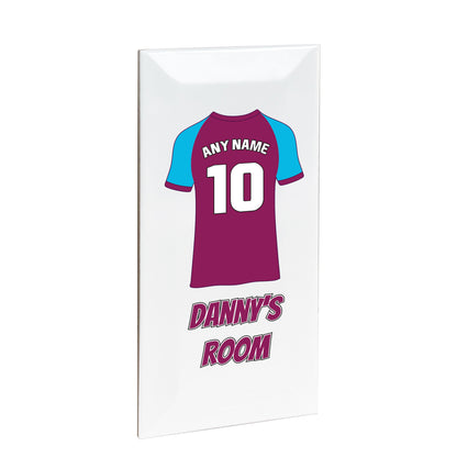 Personalised Premium Ceramic Children's Football Door Plaque - Premier Championship Football Team Shirt Style