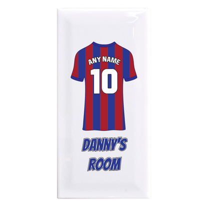 Personalised Premium Ceramic Children's Football Door Plaque - Premier Championship Football Team Shirt Style