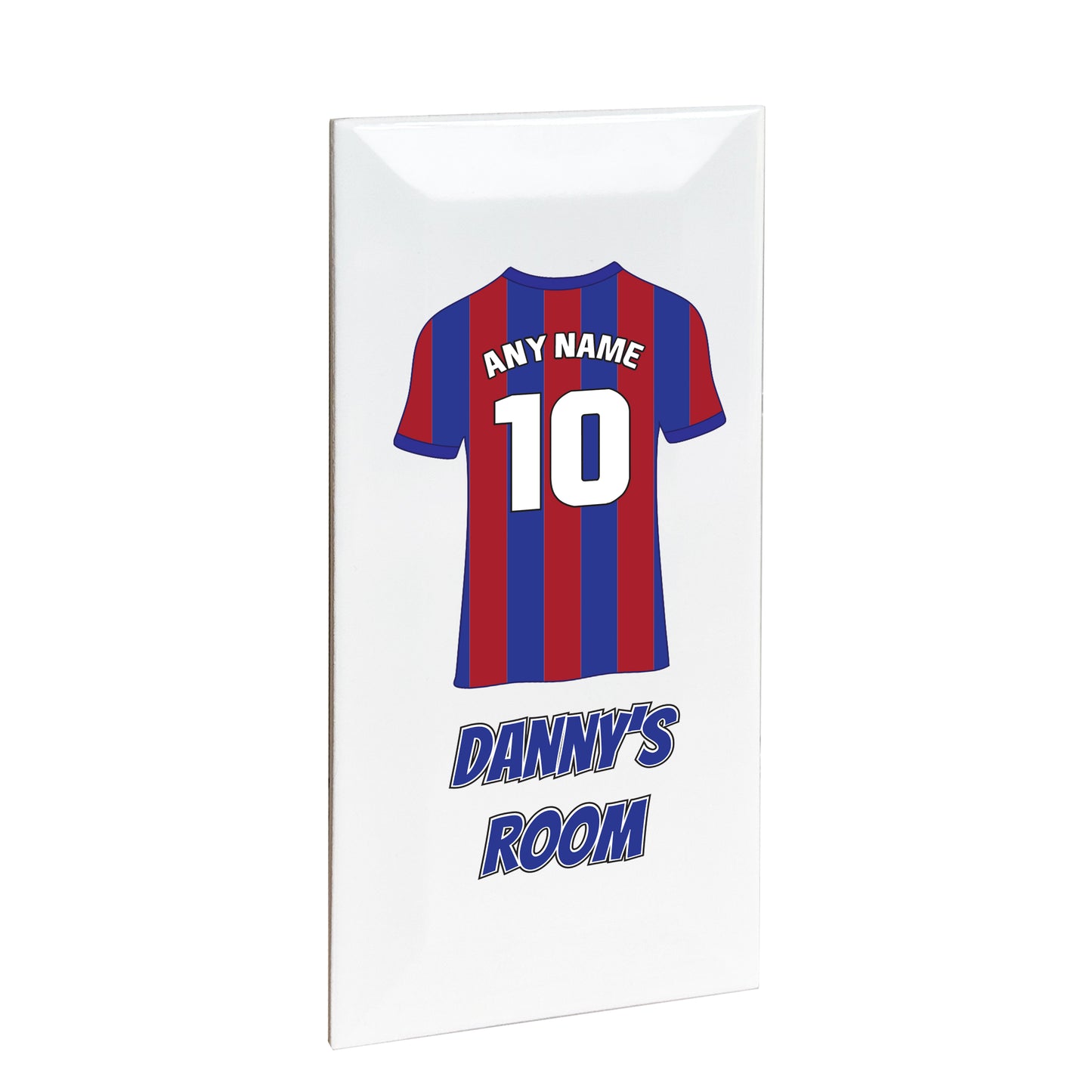 Personalised Premium Ceramic Children's Football Door Plaque - Premier Championship Football Team Shirt Style