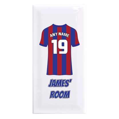 Personalised Premium Ceramic Children's Football Door Plaque - Premier Championship Football Team Shirt Style