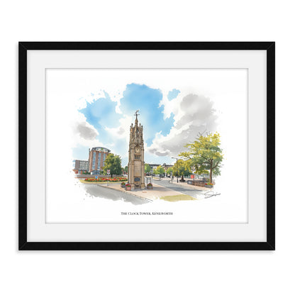 Kenilworth, Warwickshire Local Landmark Print - Kenilworth Clock Tower by Simon Lambert. Framed or Unframed Print Various Sizes