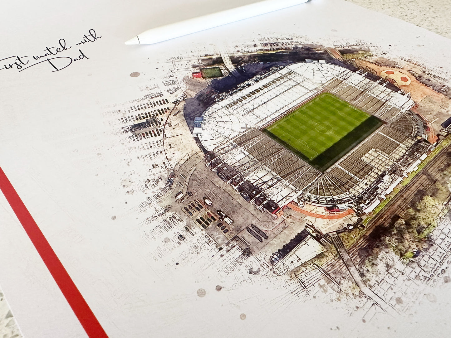 Bespoke Stadium Design Football Stadium Poster Artwork, Personalised Watercolour Art Print, Custom Aerial Layout - Framing options available ANY STADIUM Worldwide.