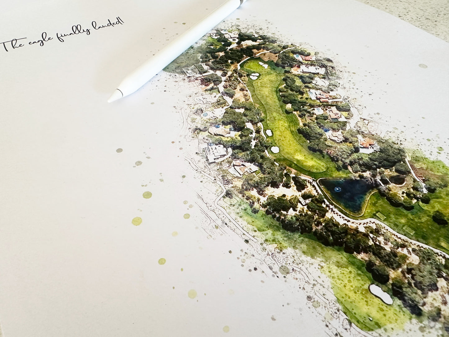 Personalised Golf Art Print, Custom Aerial Golf Course Map Layout - ANY HOLE Worldwide, Bespoke Text, Hole in One Gift Keepsake, Men Women, Father's Day, Birthday, Retirement