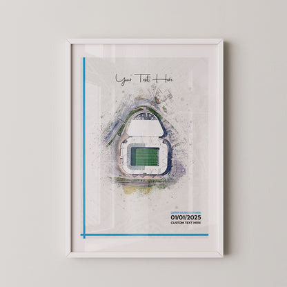Coventry City, 'CBS Arena' Football Stadium Poster Artwork, Personalised Watercolour Art Print, Custom Aerial Layout - Framing options available ANY STADIUM Worldwide.