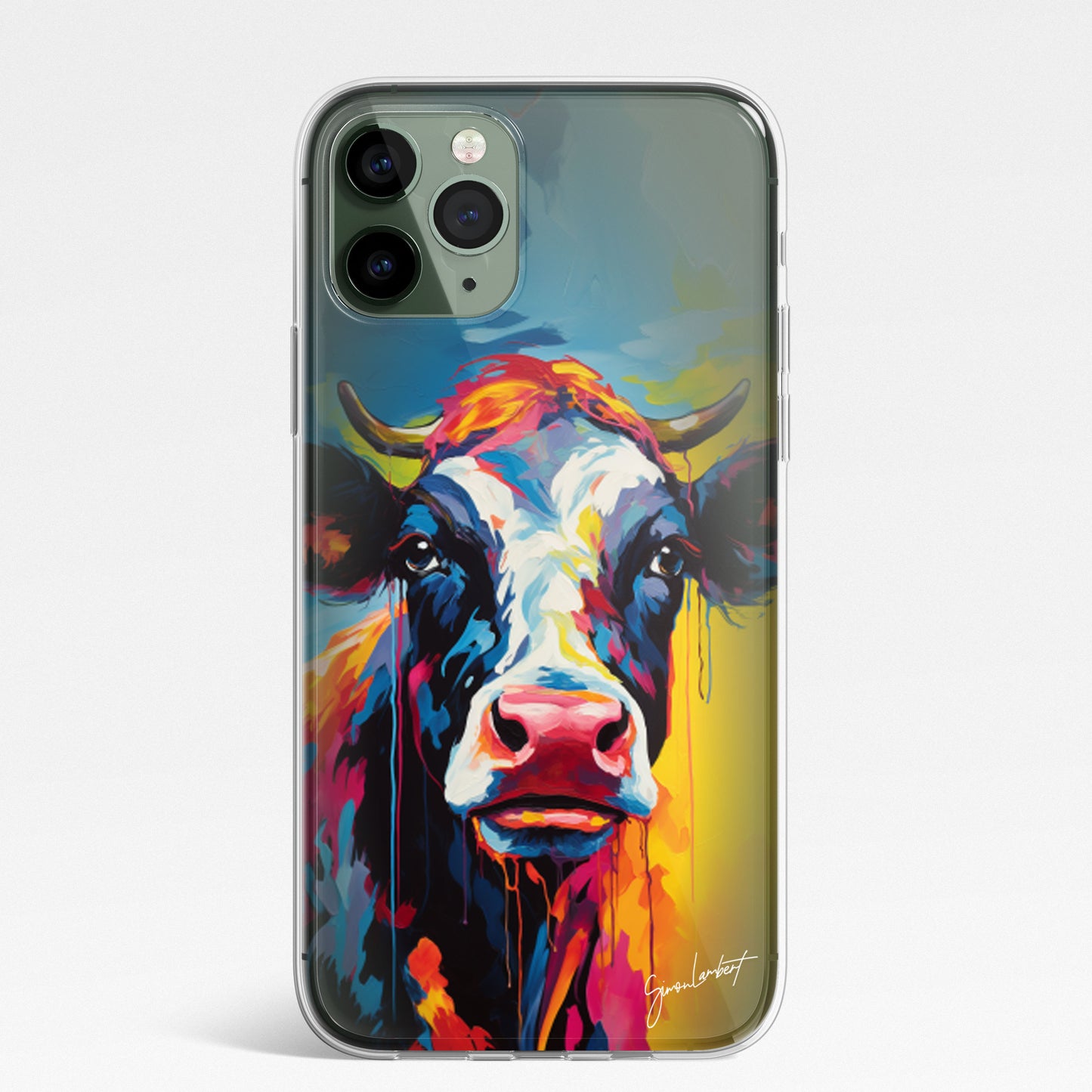 British Farm Animals Phone Case Palette Knife Art CLEAR Cover Case for iPhone 15 14 13 12 Pro +