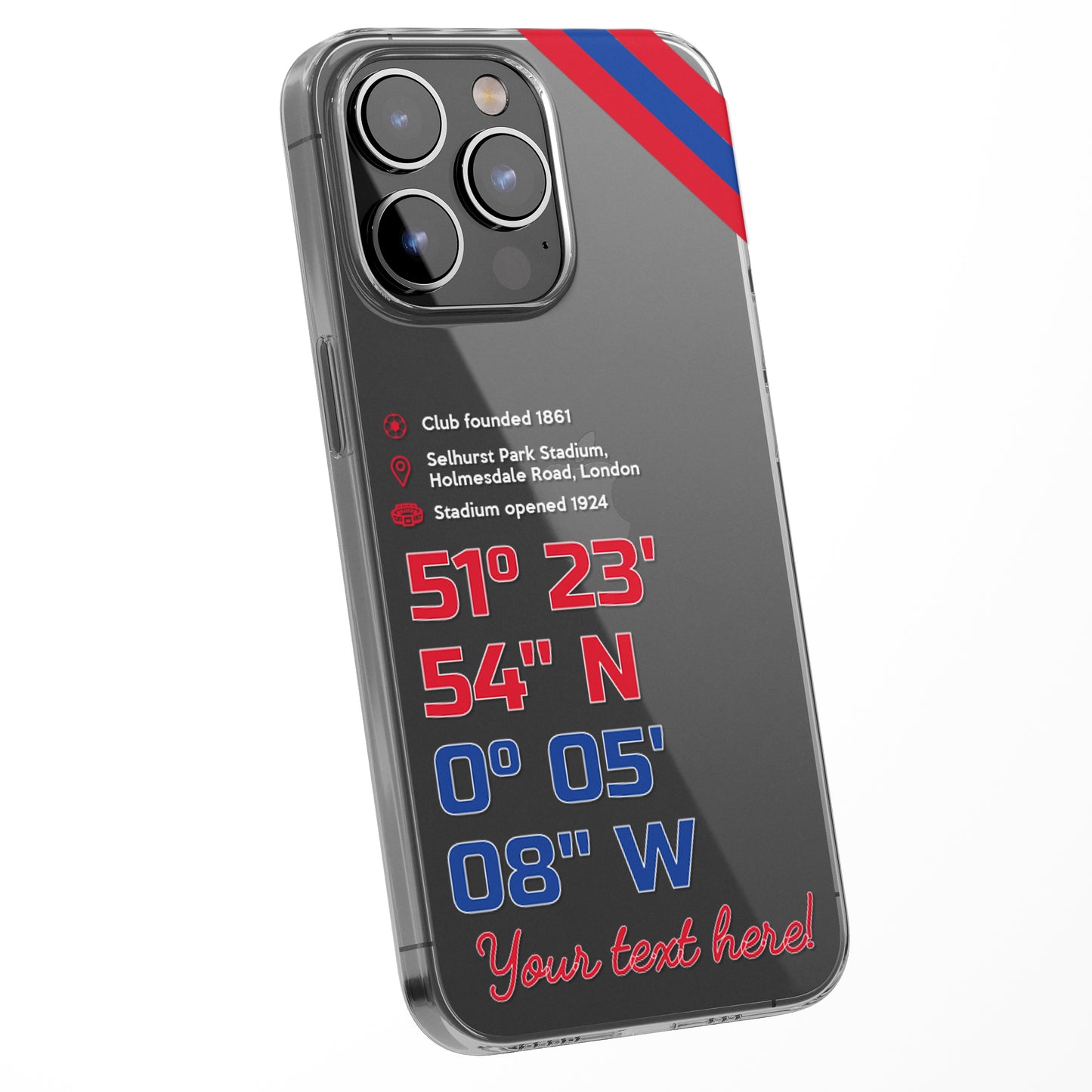 Personalised Phone Case Cover Football Team Stadium Coordinates Map Customised for iPhone 16 15 14 13 12 11 Range