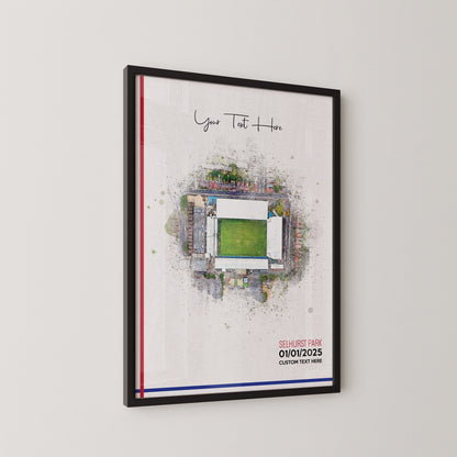 Crystal Palace, 'Selhurst Park' Football Stadium Poster Artwork, Personalised Watercolour Art Print, Custom Aerial Layout - Framing options available ANY STADIUM Worldwide.