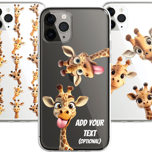 Giraffe Family Phone Case Personalised CLEAR Cute Splatter Phone Cover Case for iPhone 14 13 12