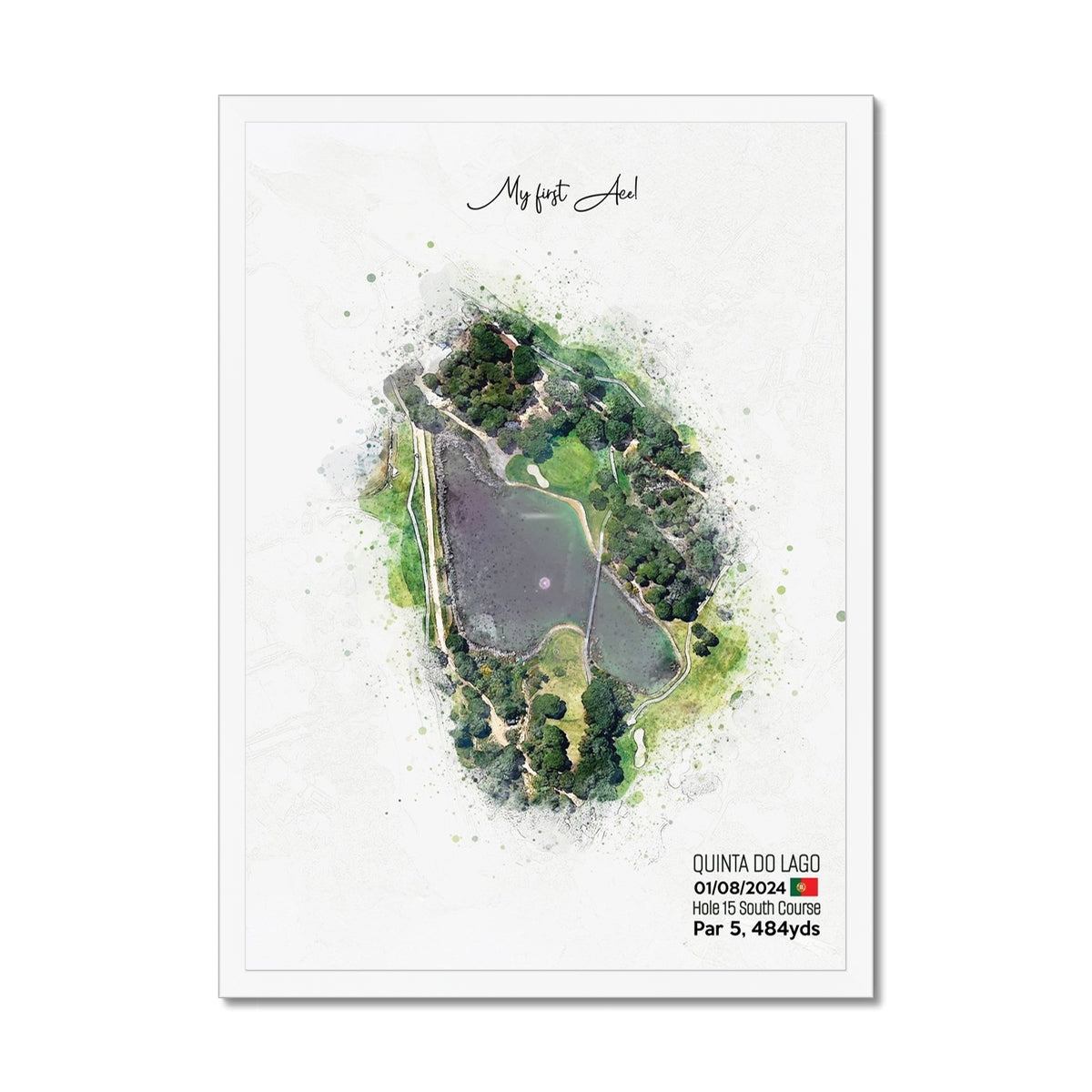 Personalised Golf Art Print, Custom Aerial Golf Course Map Layout - ANY HOLE Worldwide, Bespoke Text, Hole in One Gift Keepsake, Men Women, Father's Day, Birthday, Retirement