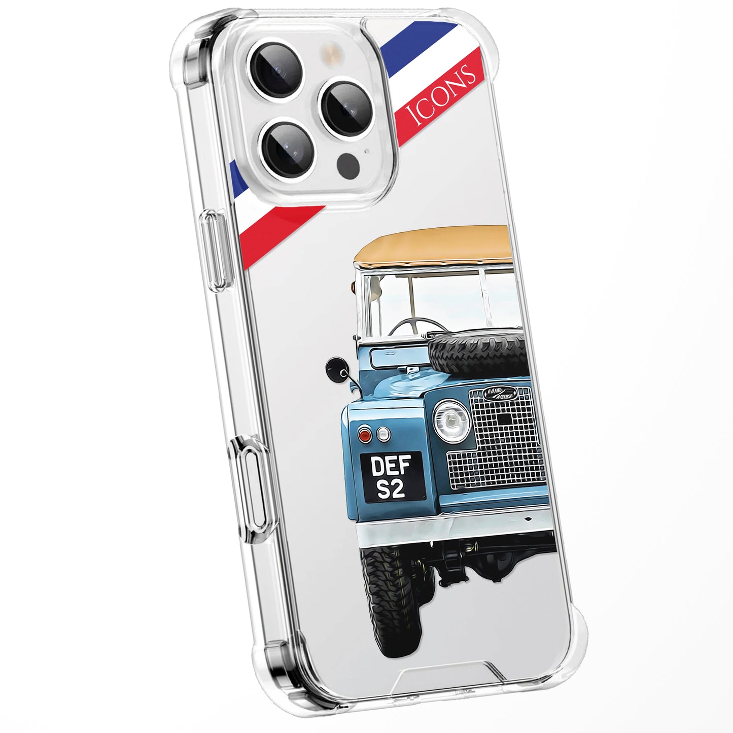 Personalised British Car Watercolour Phone Case for iPhone 16 15 14 13 | Classic Car Art Clear Cover