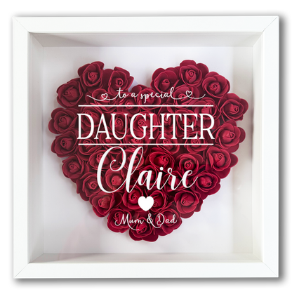 Personalised Framed Flower Floral Heart Daughter Friend Custom Birthday Keepsake Unique Gift for Girls Sister Shadow Box Frame