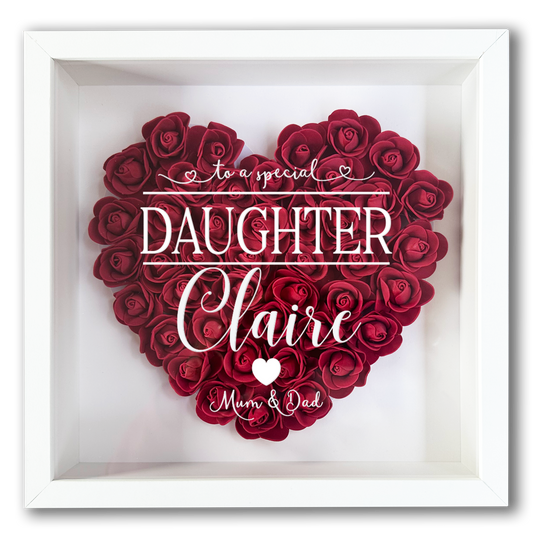 Personalised Framed Flower Floral Heart Daughter Friend Custom Birthday Keepsake Unique Gift for Girls Sister Shadow Box Frame