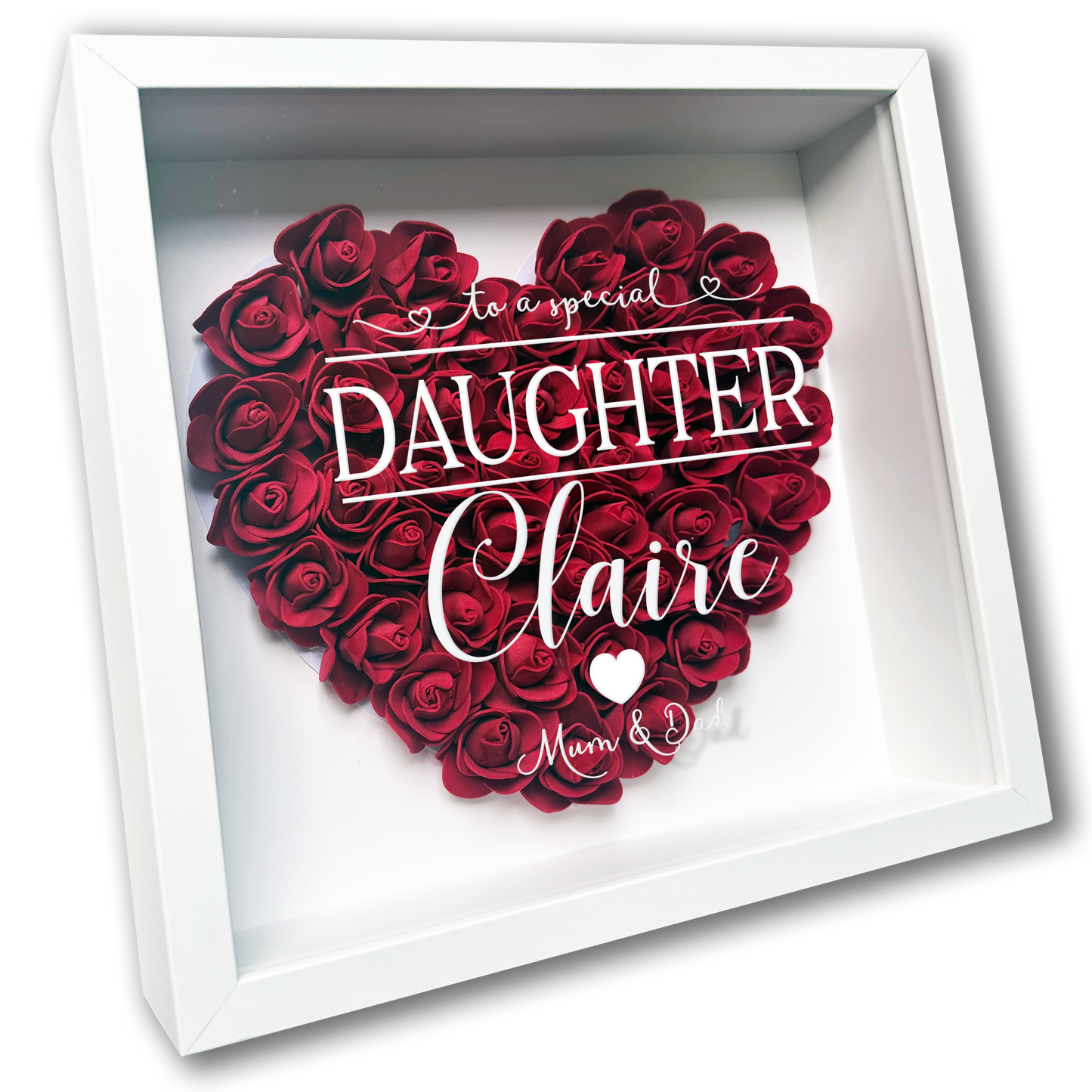 Personalised Framed Flower Floral Heart Daughter Friend Custom Birthday Keepsake Unique Gift for Girls Sister Shadow Box Frame