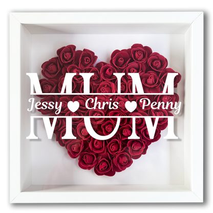 Personalised Framed Flower Floral Heart Mother's Day Custom Birthday Keepsake Unique Gift for Mum Mother Shadow Box Frame