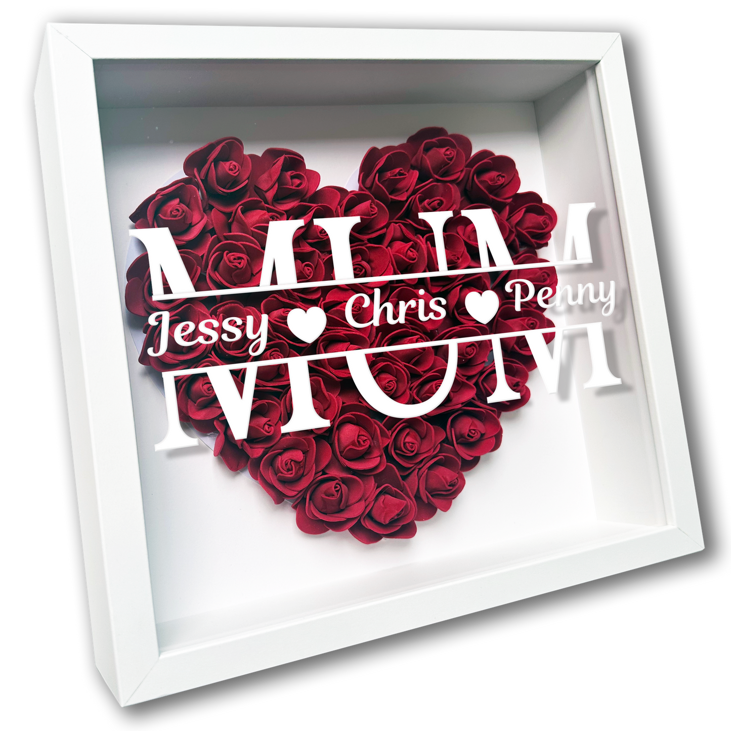 Personalised Framed Flower Floral Heart Mother's Day Custom Birthday Keepsake Unique Gift for Mum Mother Shadow Box Frame