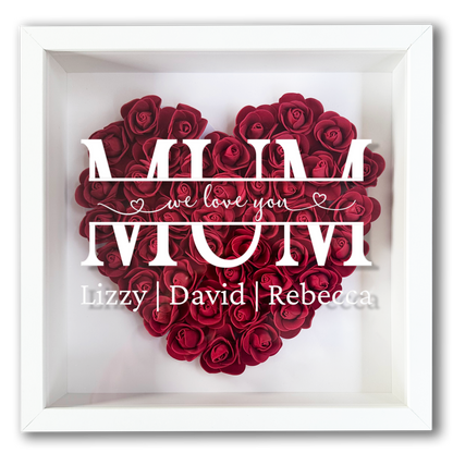 Personalised Framed Flower Floral Heart Mother's Day Custom Birthday Keepsake Unique Gift for Mum Mother Shadow Box Frame
