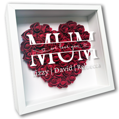 Personalised Framed Flower Floral Heart Mother's Day Custom Birthday Keepsake Unique Gift for Mum Mother Shadow Box Frame