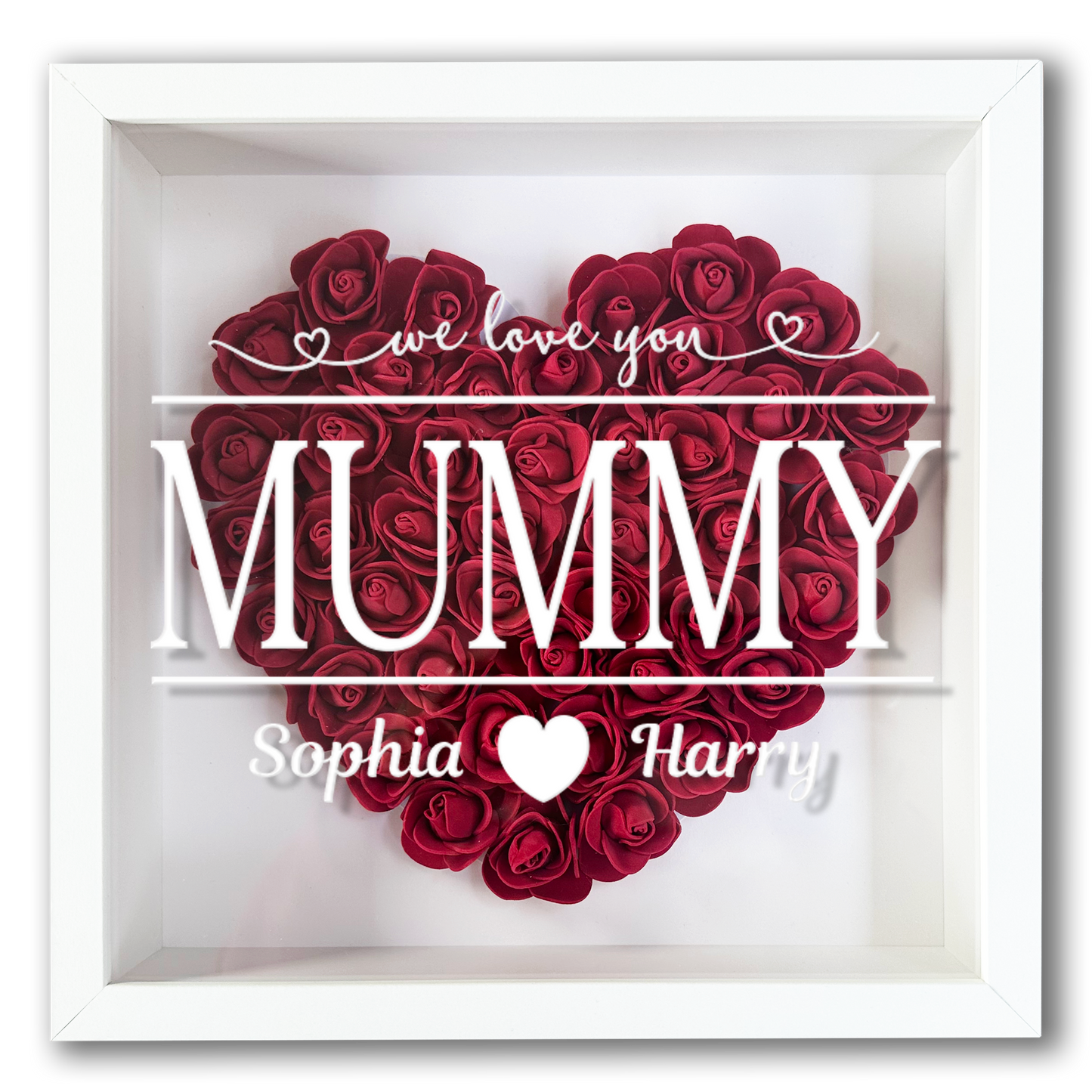 Personalised Framed Flower Floral Heart Mother's Day Custom Birthday Keepsake Unique Gift for Mum Mother Shadow Box Frame