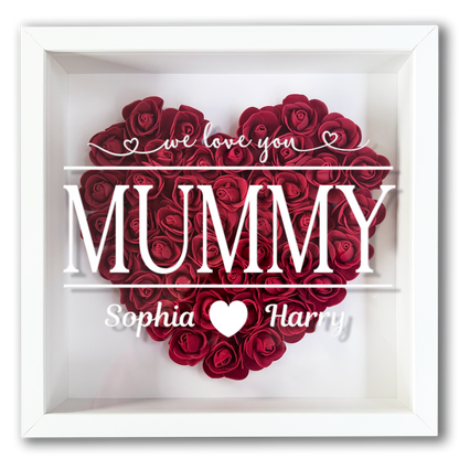 Personalised Framed Flower Floral Heart Mother's Day Custom Birthday Keepsake Unique Gift for Mum Mother Shadow Box Frame