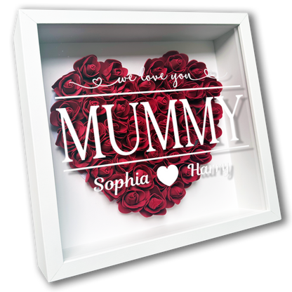 Personalised Framed Flower Floral Heart Mother's Day Custom Birthday Keepsake Unique Gift for Mum Mother Shadow Box Frame