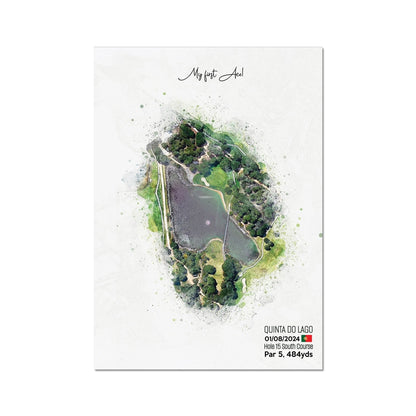 Personalised Golf Art Print, Custom Aerial Golf Course Map Layout - ANY HOLE Worldwide, Bespoke Text, Hole in One Gift Keepsake, Men Women, Father's Day, Birthday, Retirement