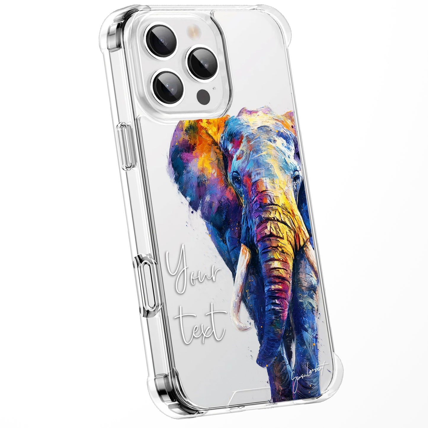 Animal Wildlife WaterColour Personalised Phone Case Splatter Painting Limited Edition Artwork CLEAR Cover Case, Exclusive Art for iPhone 16 15 14 13 12 11 Ranges - CUSTOMISE ONLINE