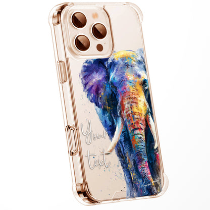 Animal Wildlife WaterColour Personalised Phone Case Splatter Painting Limited Edition Artwork CLEAR Cover Case, Exclusive Art for iPhone 16 15 14 13 12 11 Ranges - CUSTOMISE ONLINE