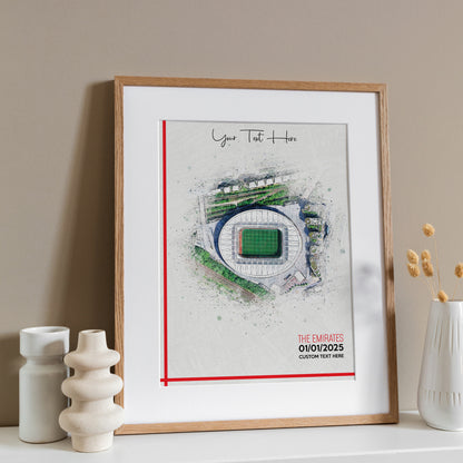 Bespoke Stadium Design Football Stadium Poster Artwork, Personalised Watercolour Art Print, Custom Aerial Layout - Framing options available ANY STADIUM Worldwide.