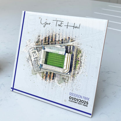 Personalised Football Stadium Aerial Watercolour Style Artwork on Mounted Ceramic Tile