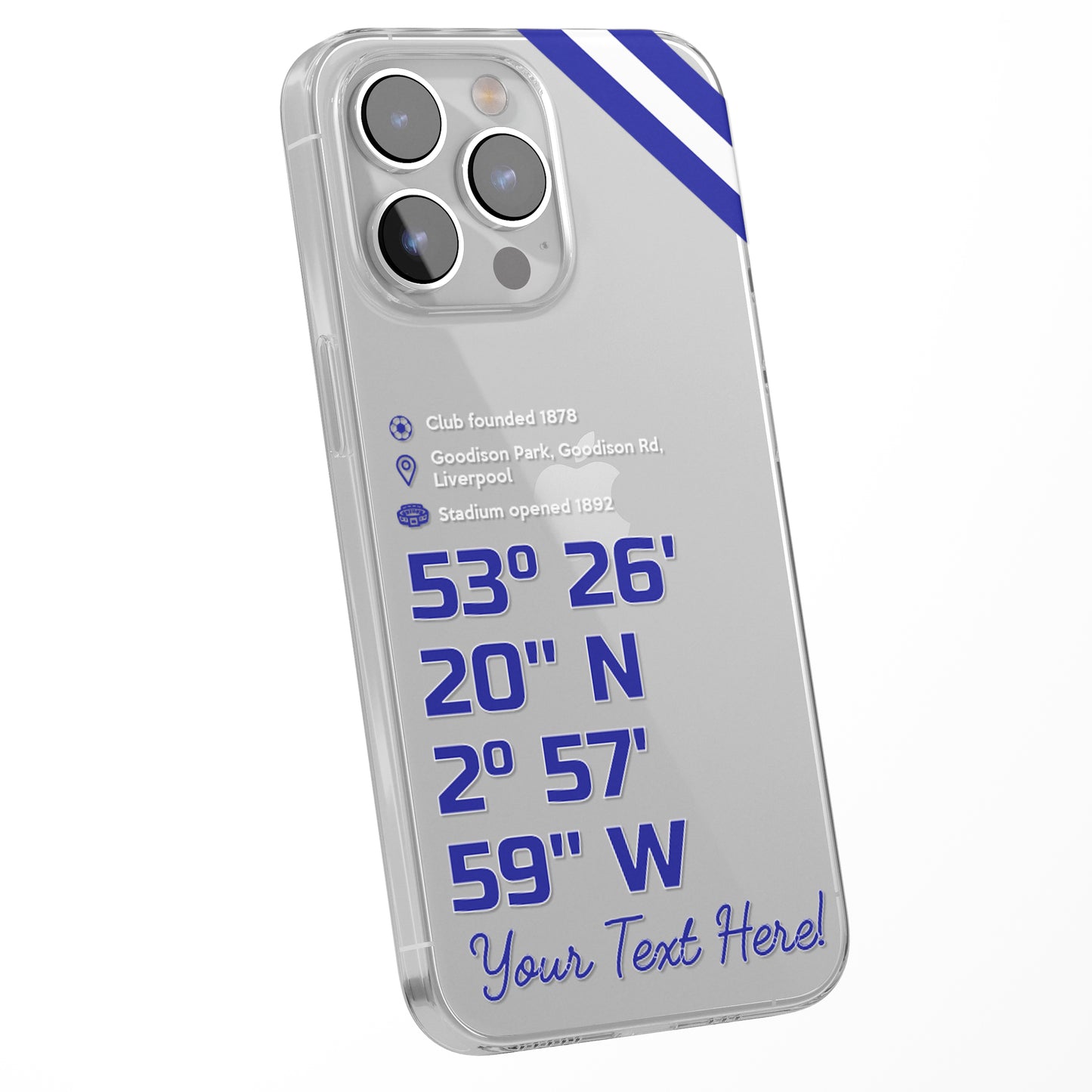 Personalised Phone Case Cover Football Team Stadium Coordinates Map Customised for iPhone 16 15 14 13 12 11 Range