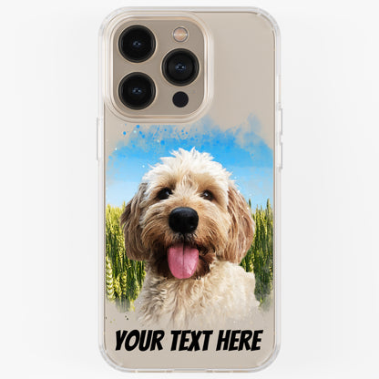 Personalised Pet Portrait Phone Case – Clear Silicone with Custom Brush Art Background | iPhone & Samsung