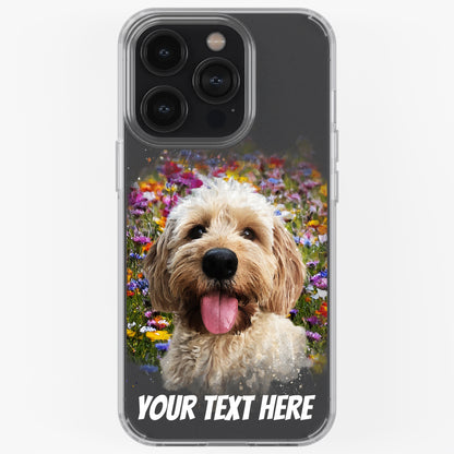 Personalised Pet Portrait Phone Case – Clear Silicone with Custom Brush Art Background | iPhone & Samsung