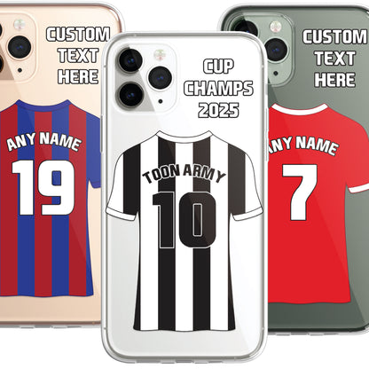 Personalised Phone Case Cover Football Premier Championship Team Shirt Style Custom for iPhone 16 15 14 13 12 11 Range