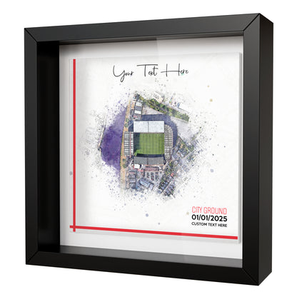 Framed Ceramic Tile Art: Personalised Football Stadium Art Print, Custom Aerial Map - ANY STADIUM Worldwide, Bespoke Text, Football Gift Keepsake