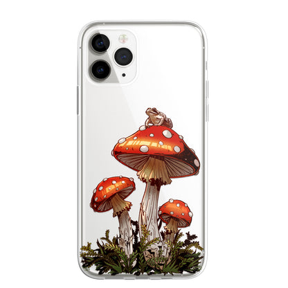 Daisy Mitchell @dibbuns Exclusive Frog Toadstool Design Contemporary Artwork Phone Case CLEAR Silicone Phone Cover Case for iPhone 16 15 14 13 12 11