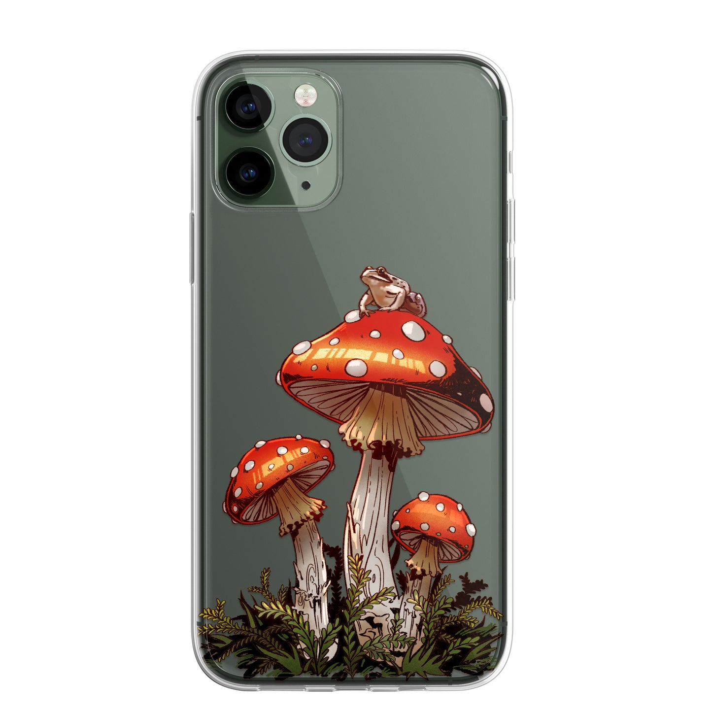 Daisy Mitchell @dibbuns Exclusive Frog Toadstool Design Contemporary Artwork Phone Case CLEAR Silicone Phone Cover Case for iPhone 16 15 14 13 12 11