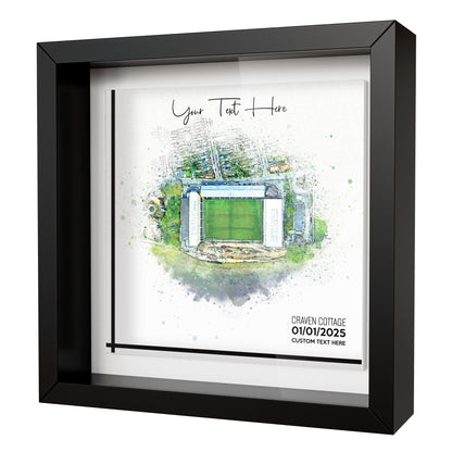 Framed Ceramic Tile Art: Personalised Football Stadium Art Print, Custom Aerial Map - ANY STADIUM Worldwide, Bespoke Text, Football Gift Keepsake