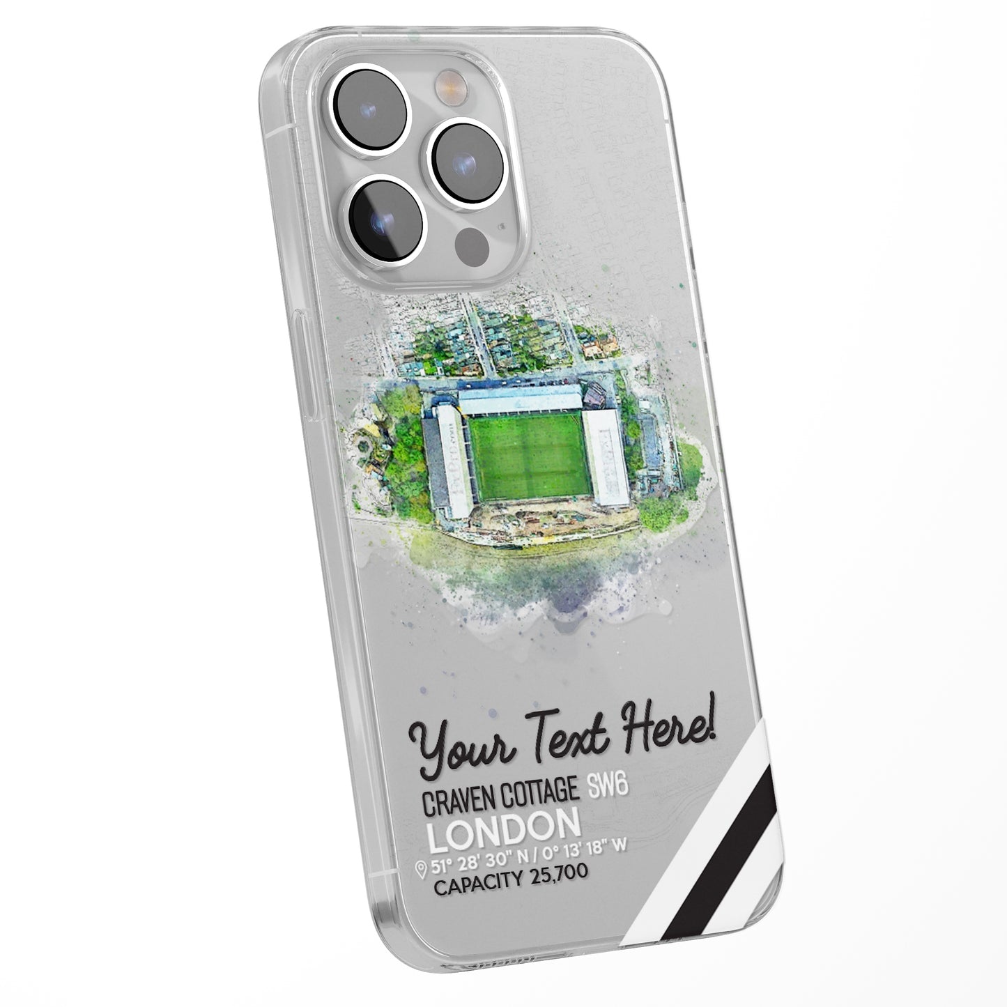 Personalised Phone Case Cover Football Team Stadium Water Colour Effect Style Customised for iPhone 16 15 14 13 12 11 Range